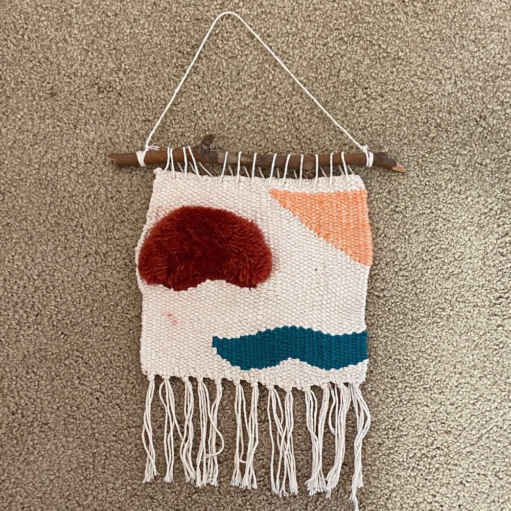 Handmade Woven Wall Hanging with Fringe